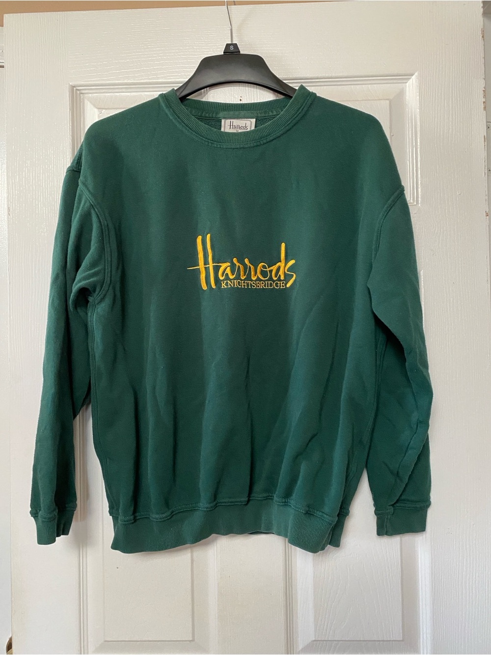 VTG 90s Harrods Department Store London Green Embroidery Sweatshirt